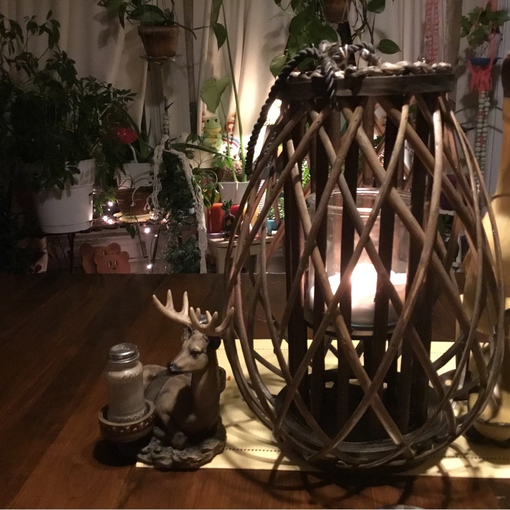 Handcrafted Woven Lantern Candle Holder - Brown
